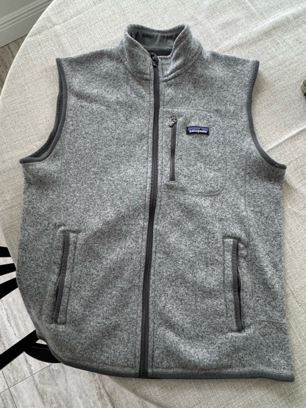 Patagonia Gray Sherpa Fleece Vest with Logo Patch